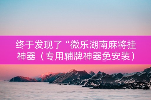 终于发现了“微乐湖南麻将挂神器（专用辅牌神器免安装）