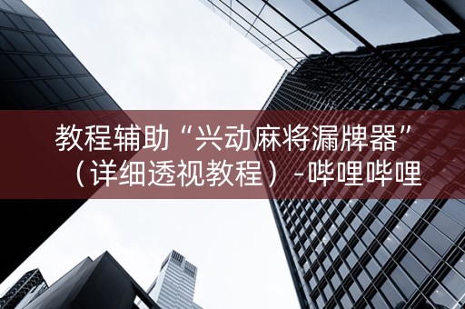 教程辅助“兴动麻将漏牌器”（详细透视教程）-哔哩哔哩