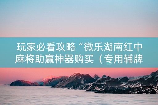 玩家必看攻略“微乐湖南红中麻将助赢神器购买（专用辅牌神器免安装）
