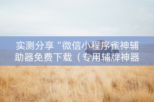 实测分享“微信小程序雀神辅助器免费下载（专用辅牌神器免安装）