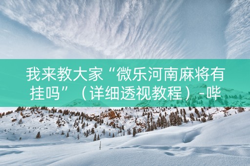 我来教大家“微乐河南麻将有挂吗”（详细透视教程）-哔哩哔哩