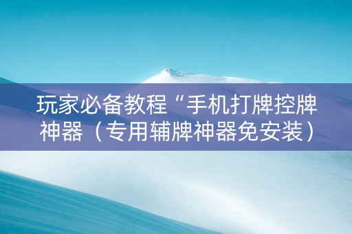 玩家必备教程“手机打牌控牌神器（专用辅牌神器免安装）
