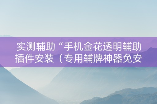 实测辅助“手机金花透明辅助插件安装（专用辅牌神器免安装）