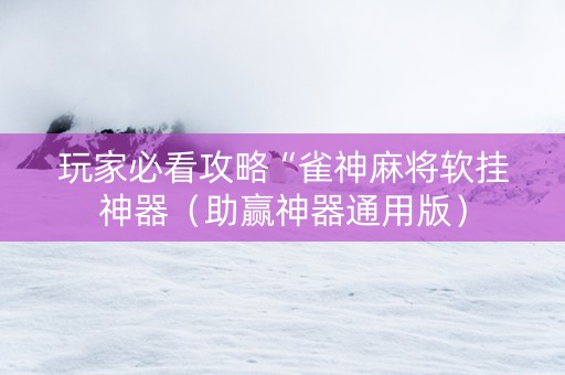 玩家必看攻略“雀神麻将软挂神器（助赢神器通用版）