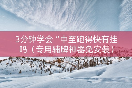 3分钟学会“中至跑得快有挂吗（专用辅牌神器免安装）