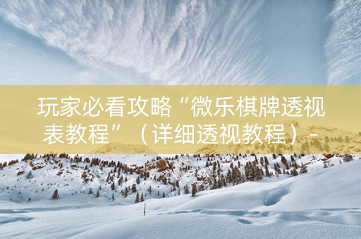 玩家必看攻略“微乐棋牌透视表教程”（详细透视教程）-哔哩哔哩