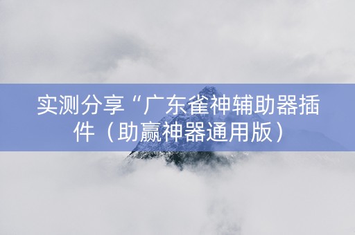 实测分享“广东雀神辅助器插件（助赢神器通用版）