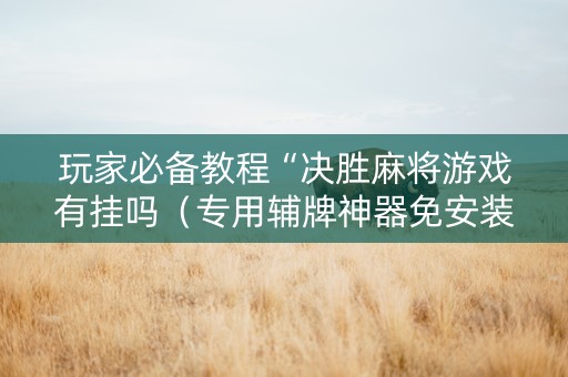 玩家必备教程“决胜麻将游戏有挂吗（专用辅牌神器免安装）