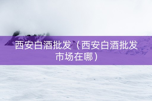 西安白酒批发（西安白酒批发市场在哪）
