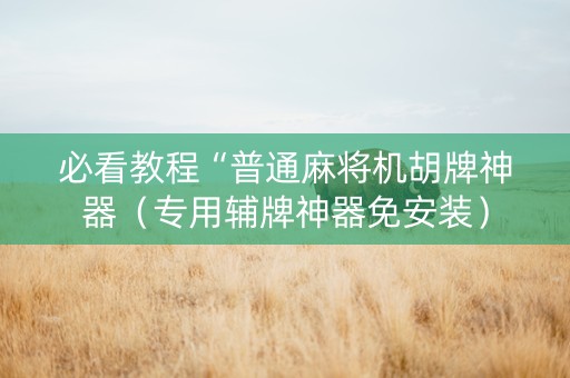 必看教程“普通麻将机胡牌神器（专用辅牌神器免安装）