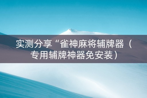 实测分享“雀神麻将辅牌器（专用辅牌神器免安装）