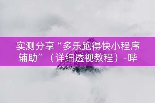 实测分享“多乐跑得快小程序辅助”（详细透视教程）-哔哩哔哩