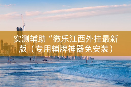 实测辅助“微乐江西外挂最新版（专用辅牌神器免安装）