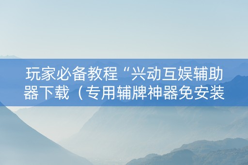 玩家必备教程“兴动互娱辅助器下载（专用辅牌神器免安装）