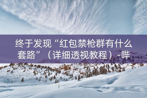 终于发现“红包禁枪群有什么套路”（详细透视教程）-哔哩哔哩