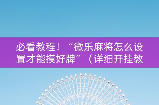 必看教程！“微乐麻将怎么设置才能摸好牌”（详细开挂教程）-哔哩哔哩
