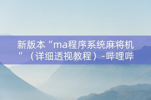 新版本“ma程序系统麻将机”（详细透视教程）-哔哩哔哩