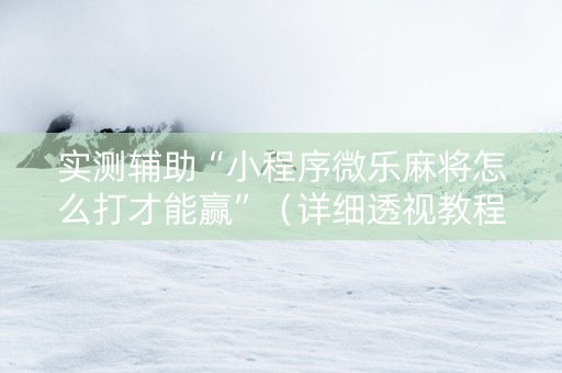 实测辅助“小程序微乐麻将怎么打才能赢”（详细透视教程）-哔哩哔哩