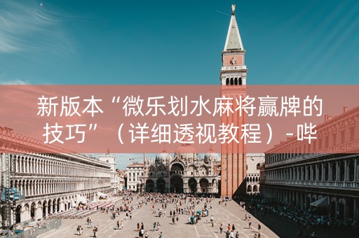 新版本“微乐划水麻将赢牌的技巧”（详细透视教程）-哔哩哔哩
