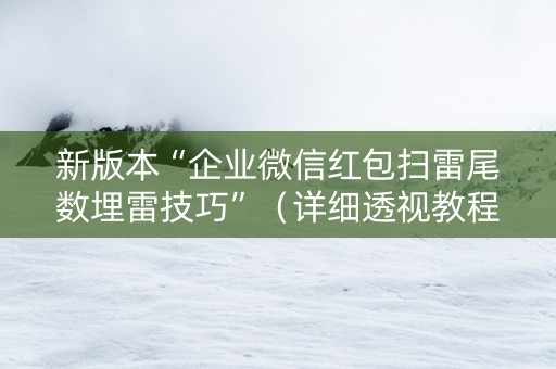 新版本“企业微信红包扫雷尾数埋雷技巧”（详细透视教程）-哔哩哔哩