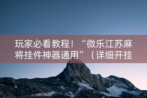 玩家必看教程！“微乐江苏麻将挂件神器通用”（详细开挂教程）-哔哩哔哩