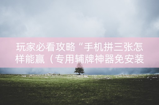 玩家必看攻略“手机拼三张怎样能赢（专用辅牌神器免安装）