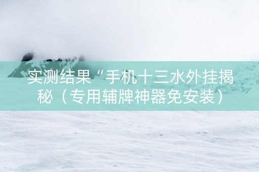 实测结果“手机十三水外挂揭秘（专用辅牌神器免安装）