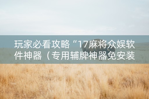 玩家必看攻略“17麻将众娱软件神器（专用辅牌神器免安装）