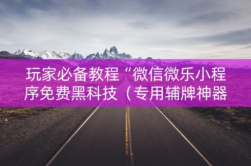 玩家必备教程“微信微乐小程序免费黑科技（专用辅牌神器免安装）