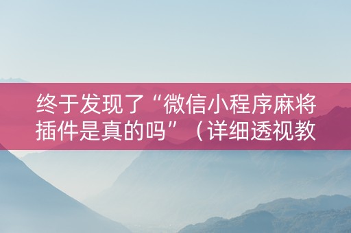 终于发现了“微信小程序麻将插件是真的吗”（详细透视教程）-哔哩哔哩