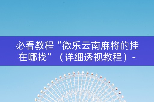 必看教程“微乐云南麻将的挂在哪找”（详细透视教程）-哔哩哔哩