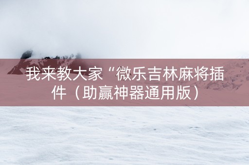 我来教大家“微乐吉林麻将插件（助赢神器通用版）