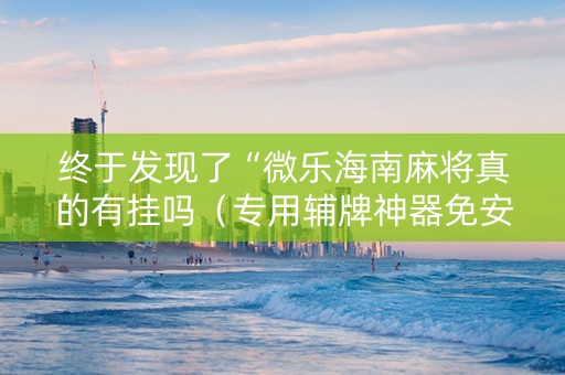 终于发现了“微乐海南麻将真的有挂吗（专用辅牌神器免安装）