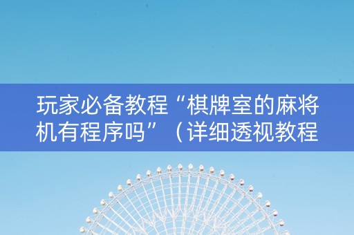 玩家必备教程“棋牌室的麻将机有程序吗”（详细透视教程）-哔哩哔哩