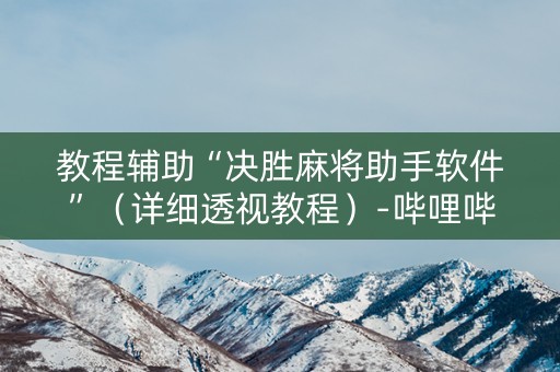 教程辅助“决胜麻将助手软件”（详细透视教程）-哔哩哔哩
