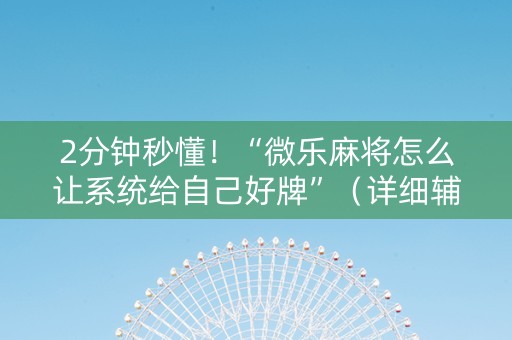 2分钟秒懂！“微乐麻将怎么让系统给自己好牌”（详细辅助教程）-哔哩哔哩
