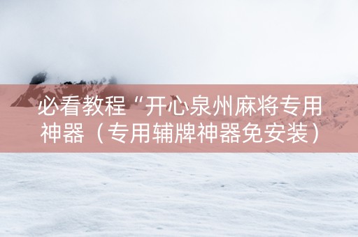 必看教程“开心泉州麻将专用神器（专用辅牌神器免安装）