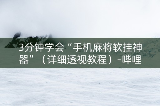 3分钟学会“手机麻将软挂神器”（详细透视教程）-哔哩哔哩