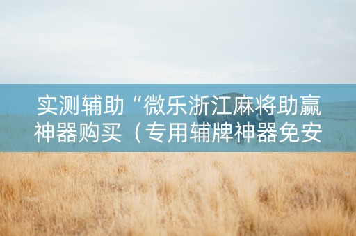 实测辅助“微乐浙江麻将助赢神器购买（专用辅牌神器免安装）
