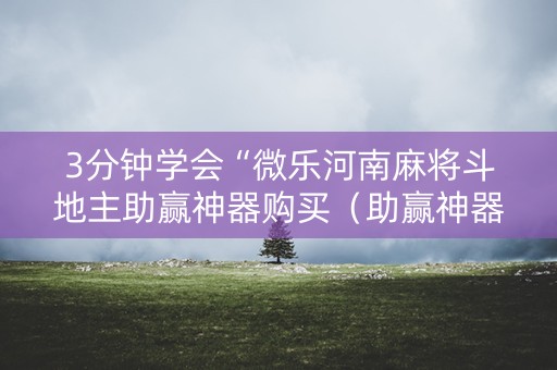 3分钟学会“微乐河南麻将斗地主助赢神器购买（助赢神器通用版）