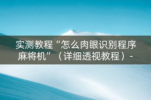 实测教程“怎么肉眼识别程序麻将机”（详细透视教程）-哔哩哔哩