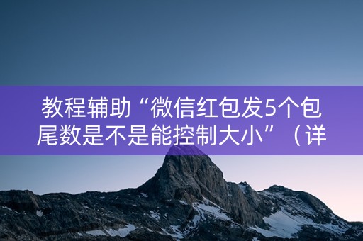 教程辅助“微信红包发5个包尾数是不是能控制大小”（详细透视教程）-哔哩哔哩
