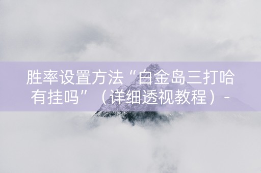 胜率设置方法“白金岛三打哈有挂吗”（详细透视教程）-哔哩哔哩