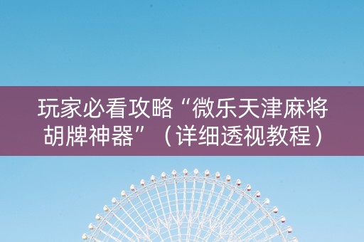 玩家必看攻略“微乐天津麻将胡牌神器”（详细透视教程）-哔哩哔哩