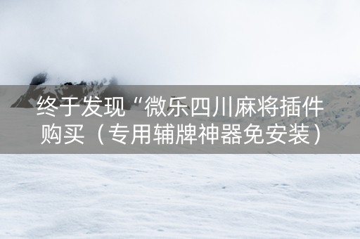 终于发现“微乐四川麻将插件购买（专用辅牌神器免安装）