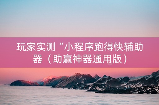 玩家实测“小程序跑得快辅助器（助赢神器通用版）