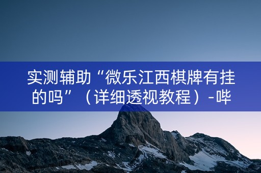 实测辅助“微乐江西棋牌有挂的吗”（详细透视教程）-哔哩哔哩