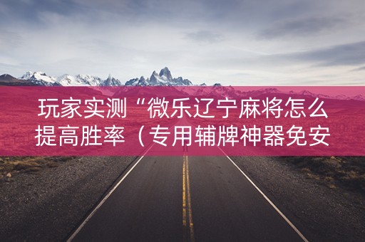 玩家实测“微乐辽宁麻将怎么提高胜率（专用辅牌神器免安装）