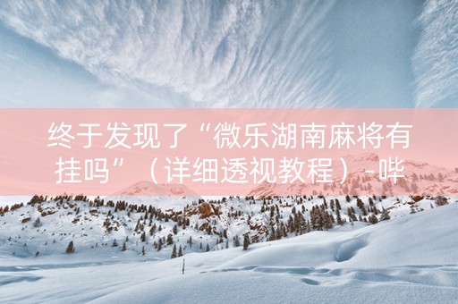 终于发现了“微乐湖南麻将有挂吗”（详细透视教程）-哔哩哔哩