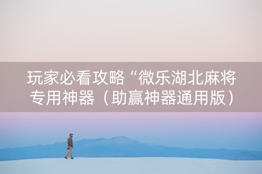 玩家必看攻略“微乐湖北麻将专用神器（助赢神器通用版）
